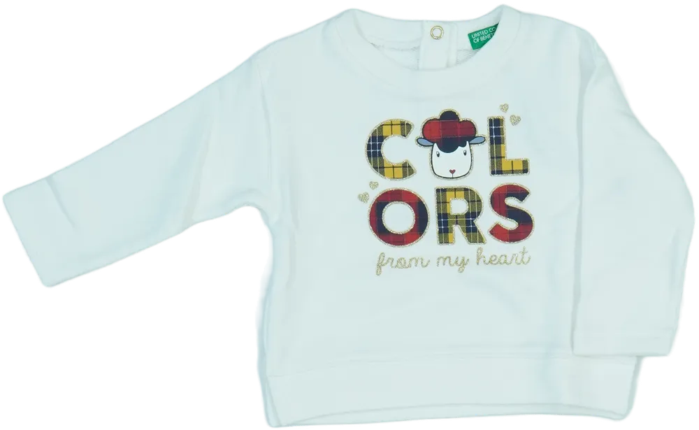 Fehér Benetton Pulóver EU 74 / UK 6-9 hónap / US 6-9 hónap