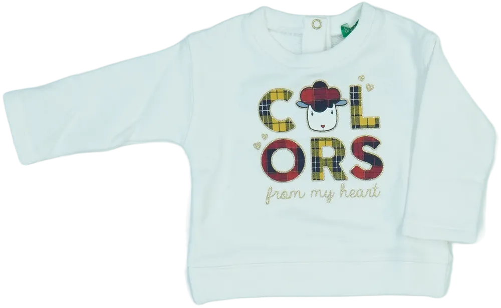 Fehér Benetton Pulóver EU 68 / UK 3-6 hónap / US 3-6 hónap