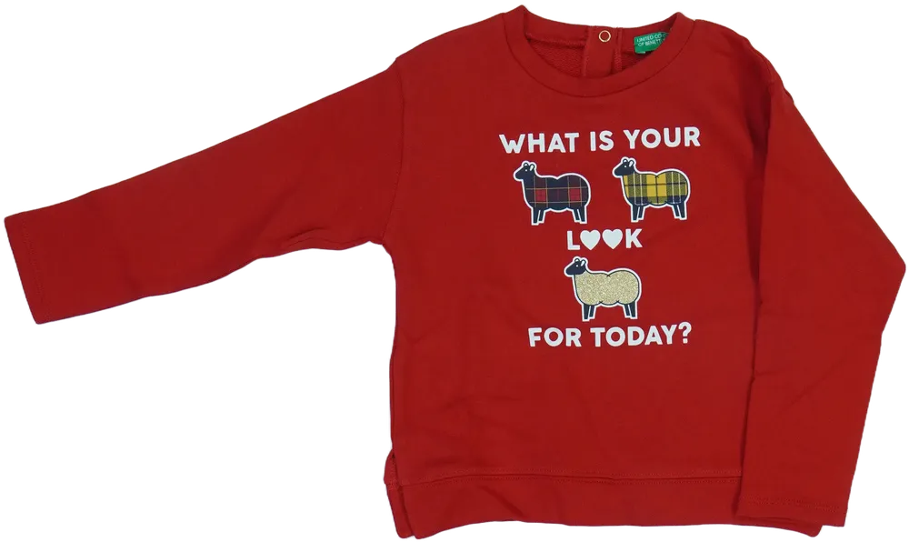 Piros Benetton Pulóver EU 104 / UK 4 év / US 4T/XS