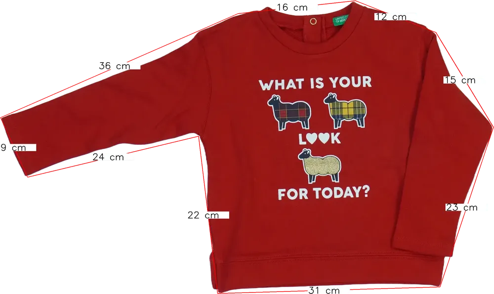 Piros Benetton Pulóver EU 98 / UK 3 év / US 3T