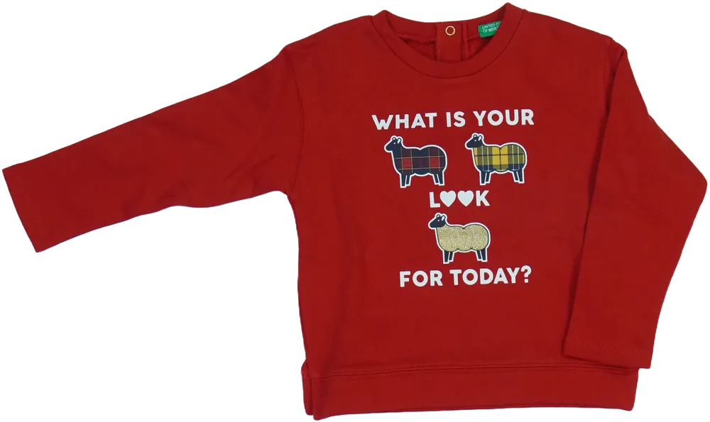 Piros Benetton Pulóver EU 98 / UK 3 év / US 3T