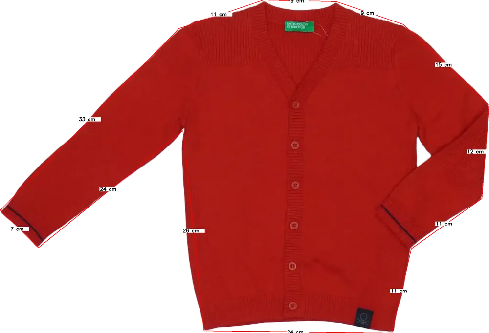Piros Benetton Kardigán EU 92 / UK 2 év / US 2T