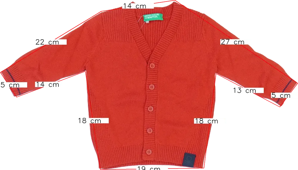Piros Benetton Kardigán EU 62 / UK 0-3 hónap / US 0-3 hónap