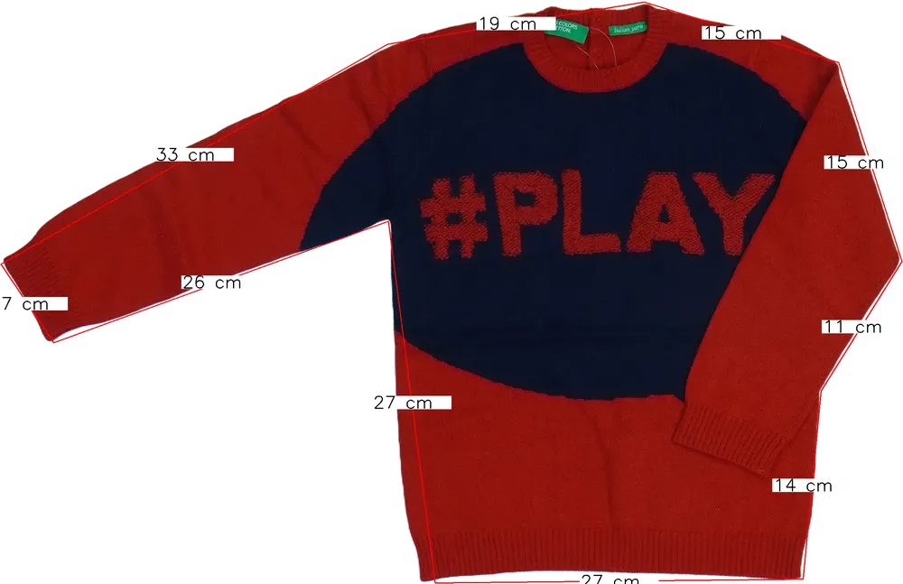 Piros Benetton Kötött pulcsi EU 98 / UK 3 év / US 3T