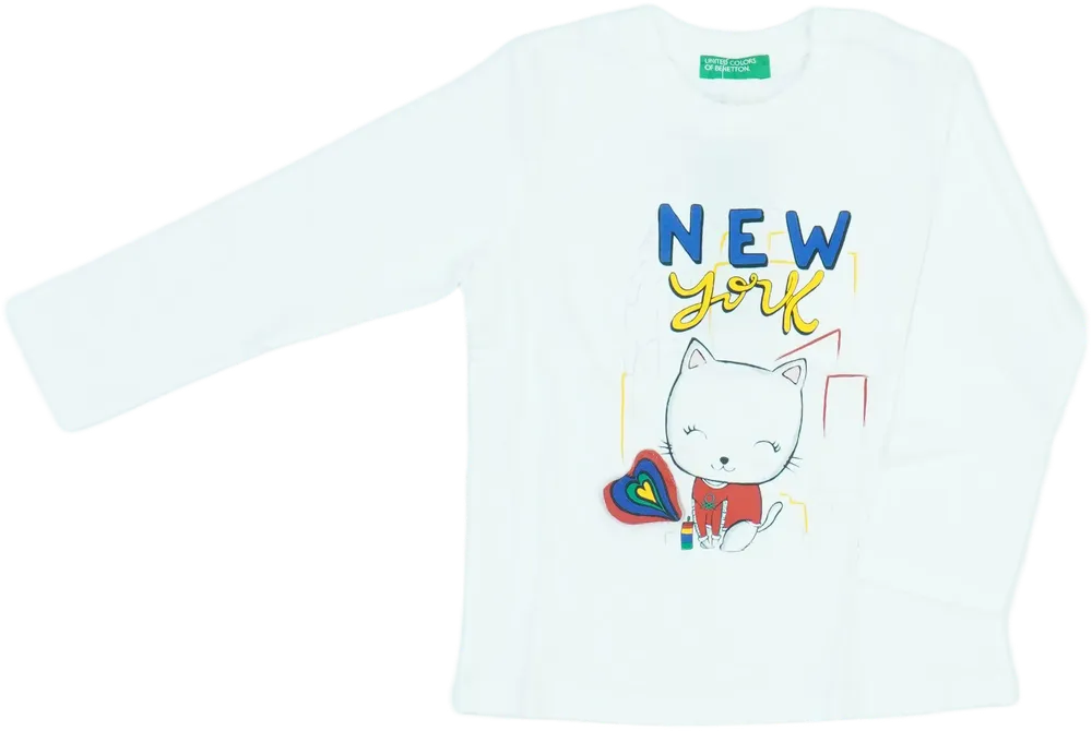 Fehér Benetton Hosszú ujjú felső EU 92 / UK 2 év / US 2T