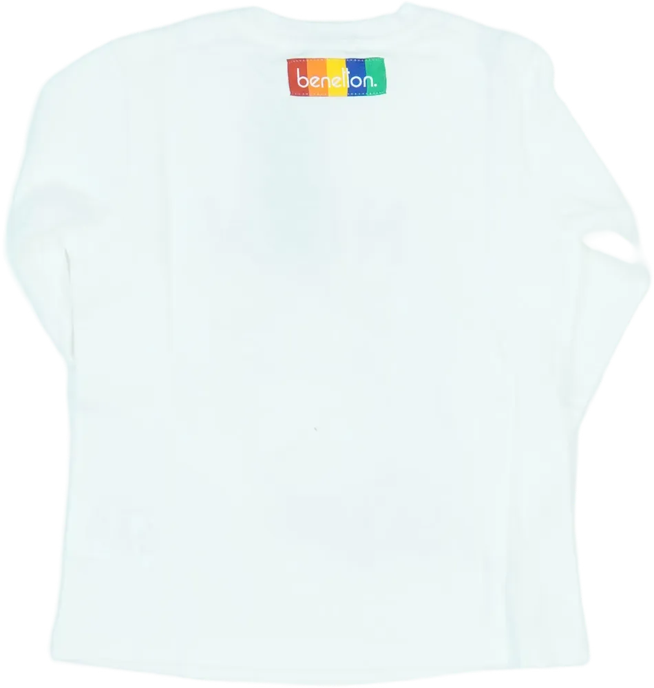 Fehér Benetton Hosszú ujjú felső EU 98 / UK 3 év / US 3T
