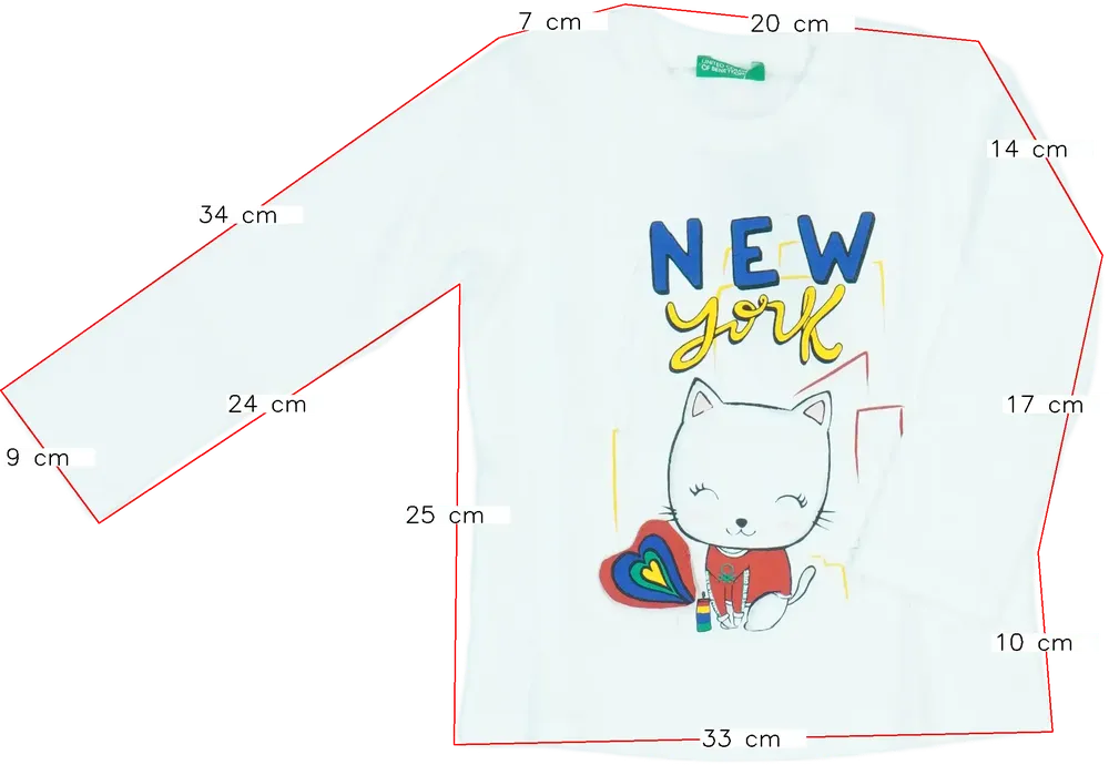 Fehér Benetton Hosszú ujjú felső EU 98 / UK 3 év / US 3T