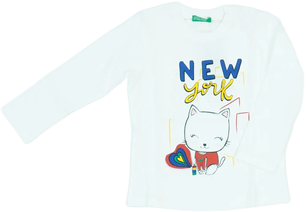 Fehér Benetton Hosszú ujjú felső EU 98 / UK 3 év / US 3T