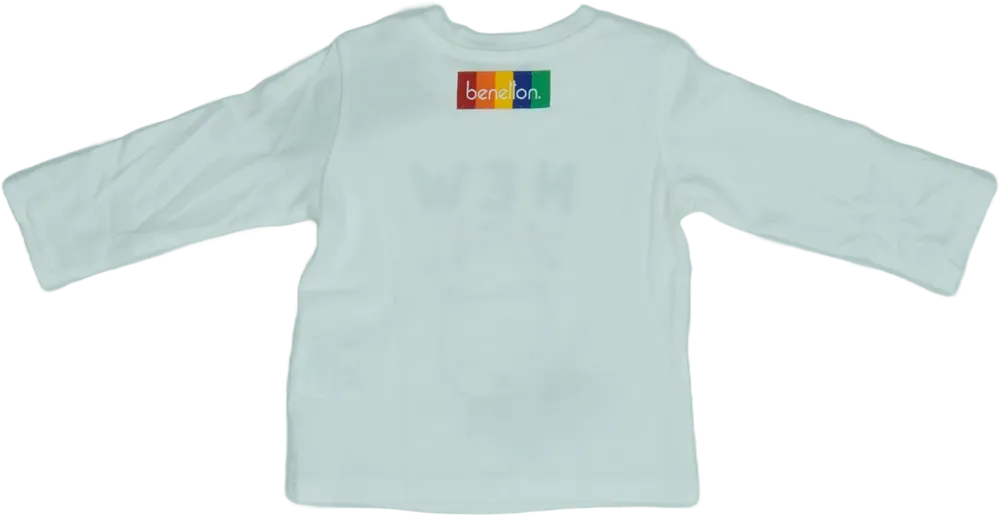 Fehér Benetton Hosszú ujjú felső EU 68 / UK 3-6 hónap / US 3-6 hónap