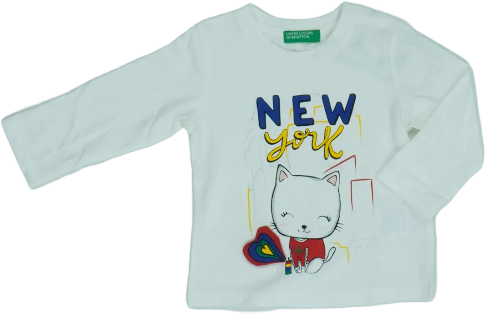 Fehér Benetton Hosszú ujjú felső EU 68 / UK 3-6 hónap / US 3-6 hónap