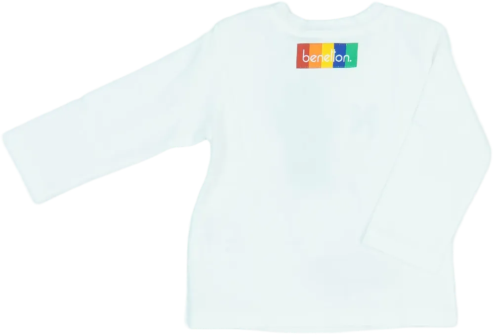 Fehér Benetton Hosszú ujjú felső EU 74 / UK 6-9 hónap / US 6-9 hónap