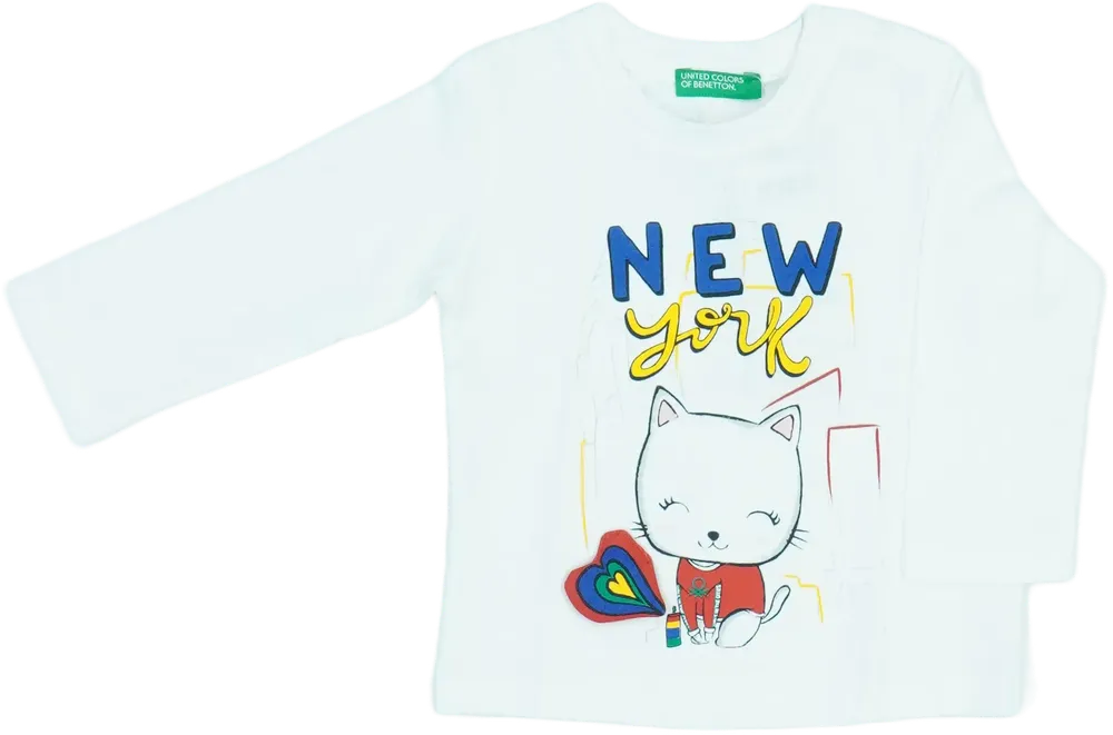 Fehér Benetton Hosszú ujjú felső EU 74 / UK 6-9 hónap / US 6-9 hónap