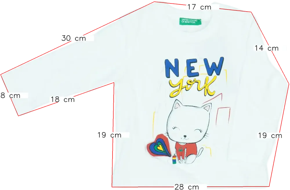 Fehér Benetton Hosszú ujjú felső EU 80 / UK 9-12 hónap / US 12 hónap