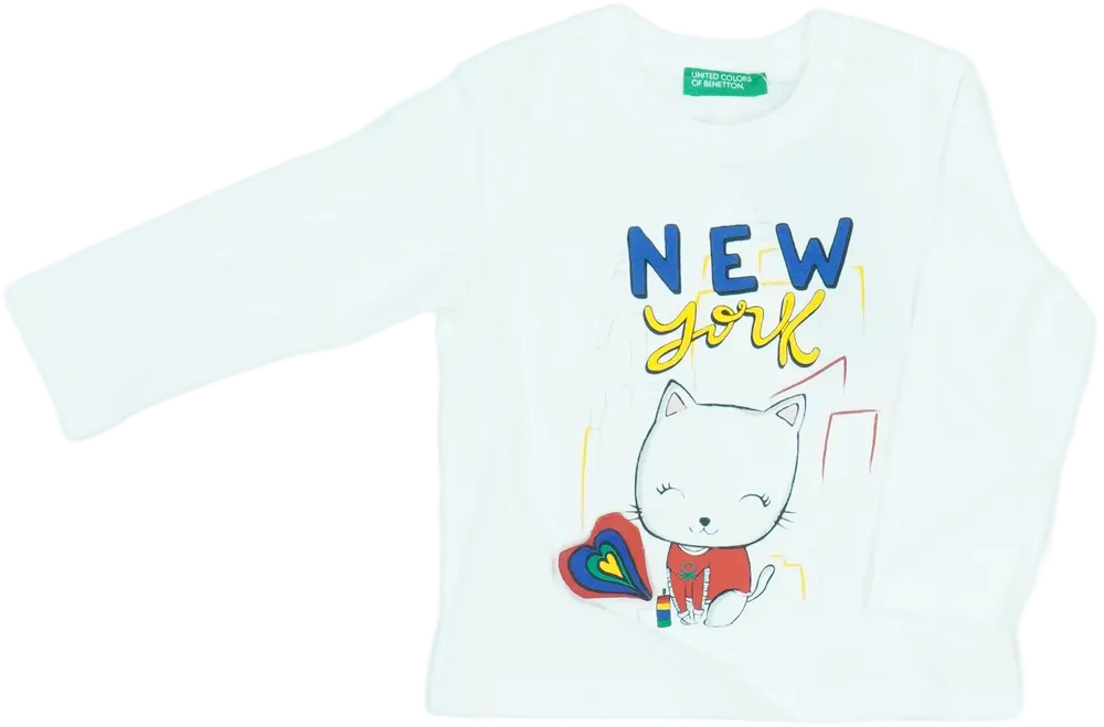 Fehér Benetton Hosszú ujjú felső EU 80 / UK 9-12 hónap / US 12 hónap