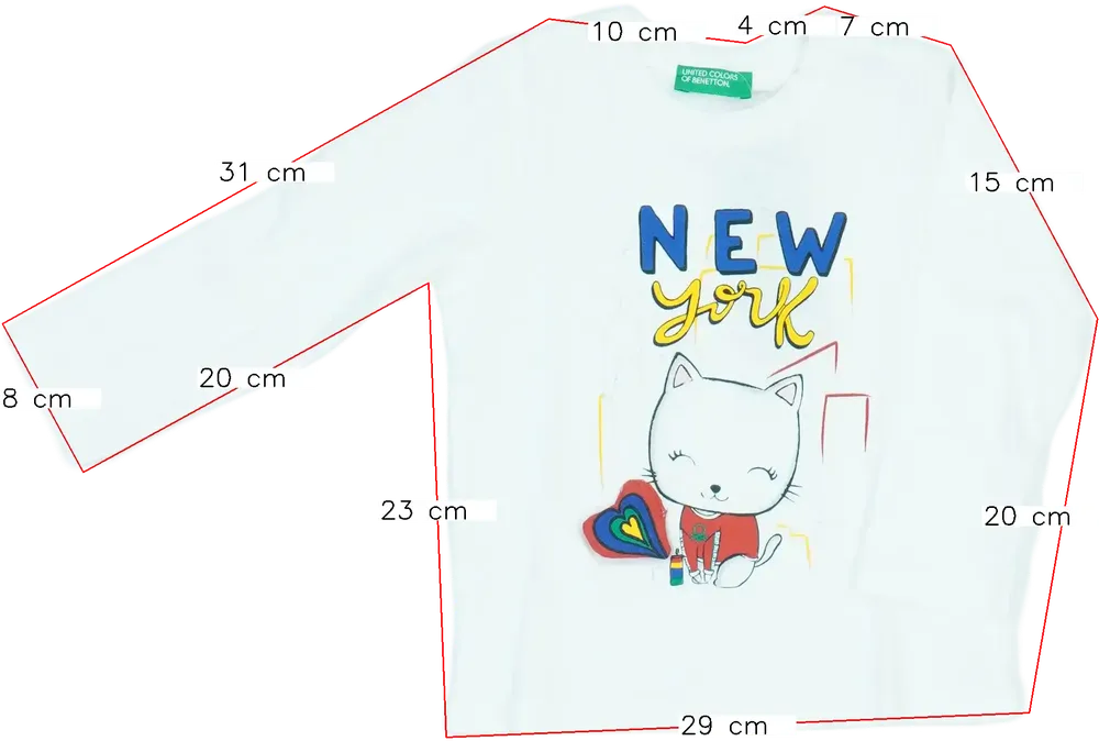 Fehér Benetton Hosszú ujjú felső EU 86 / UK 12-18 hónap / US 18 hónap