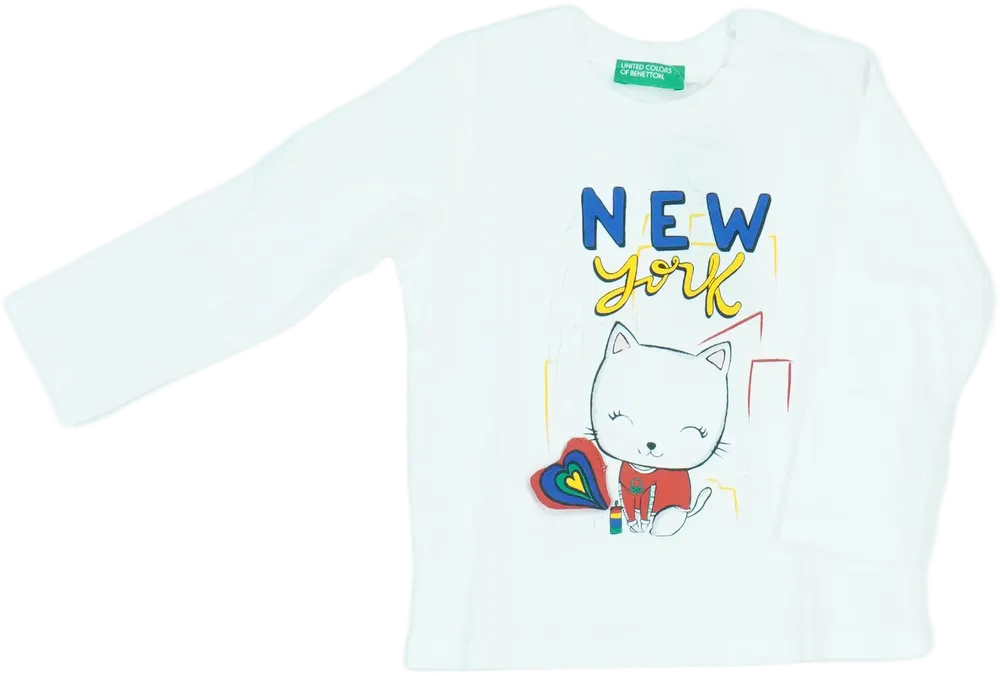 Fehér Benetton Hosszú ujjú felső EU 86 / UK 12-18 hónap / US 18 hónap