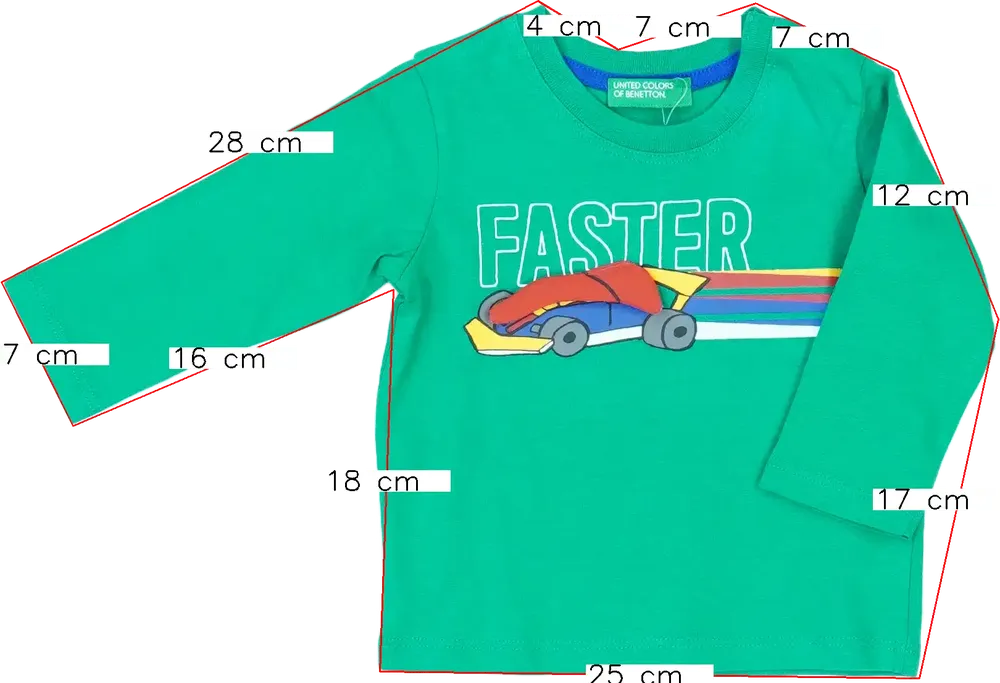 Zöld Benetton Hosszú ujjú felső EU 74 / UK 6-9 hónap / US 6-9 hónap