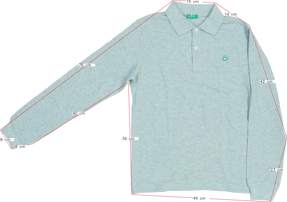 Szürke Benetton Galléros póló EU 170 / UK 15 év / US XL