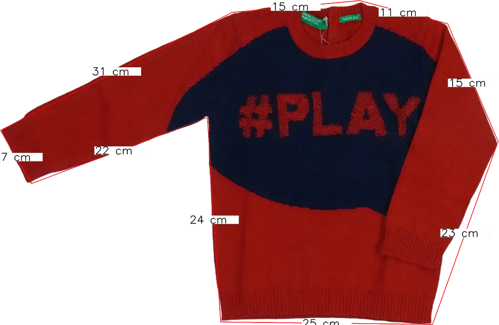 Piros Benetton Kötött pulcsi EU 86 / UK 12-18 hónap / US 18 hónap