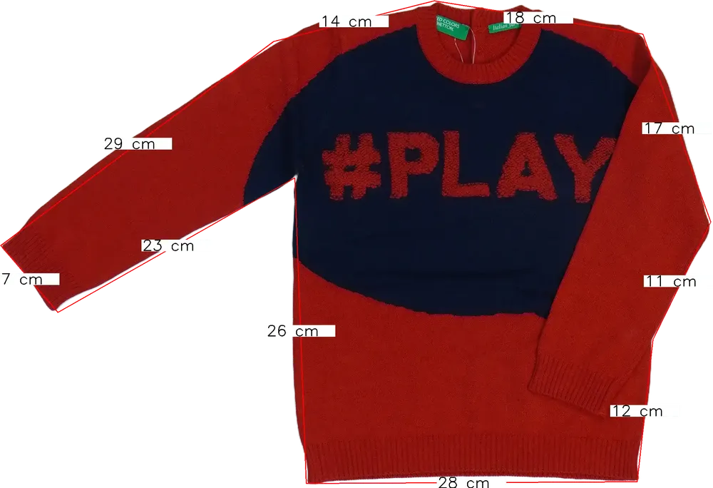 Piros Benetton Kötött pulcsi EU 92 / UK 2 év / US 2T