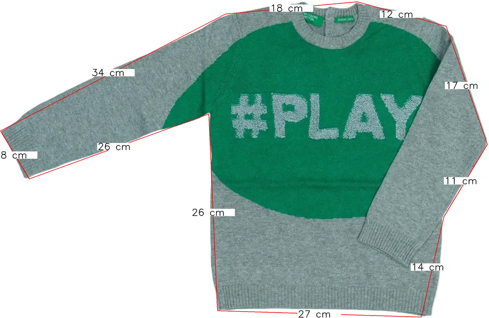 Zöld Benetton Kötött pulcsi EU 98 / UK 3 év / US 3T