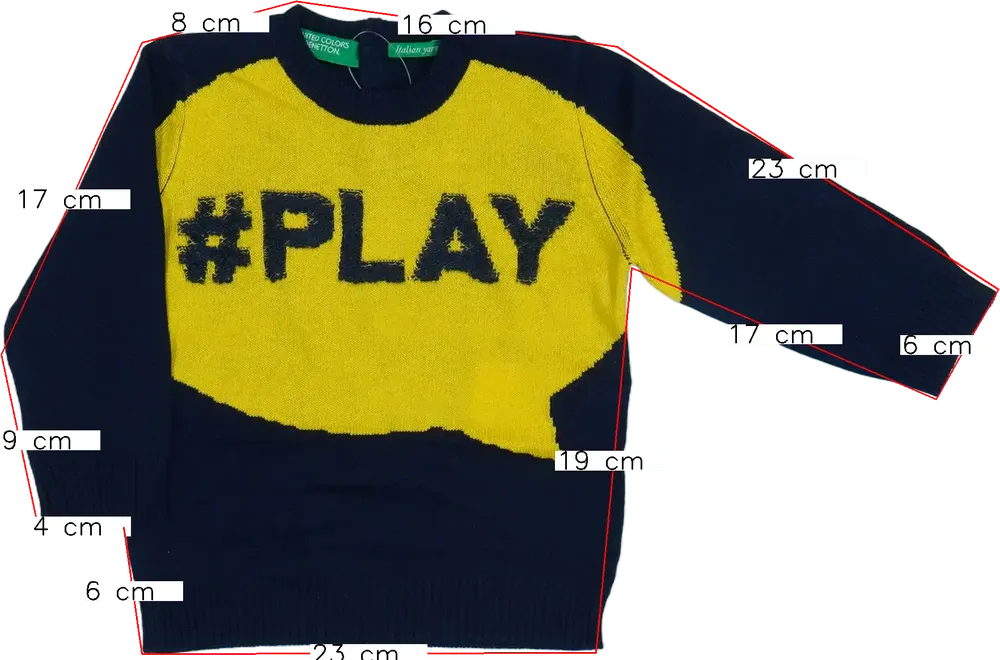 Sárga Benetton Kötött pulcsi EU 74 / UK 6-9 hónap / US 6-9 hónap