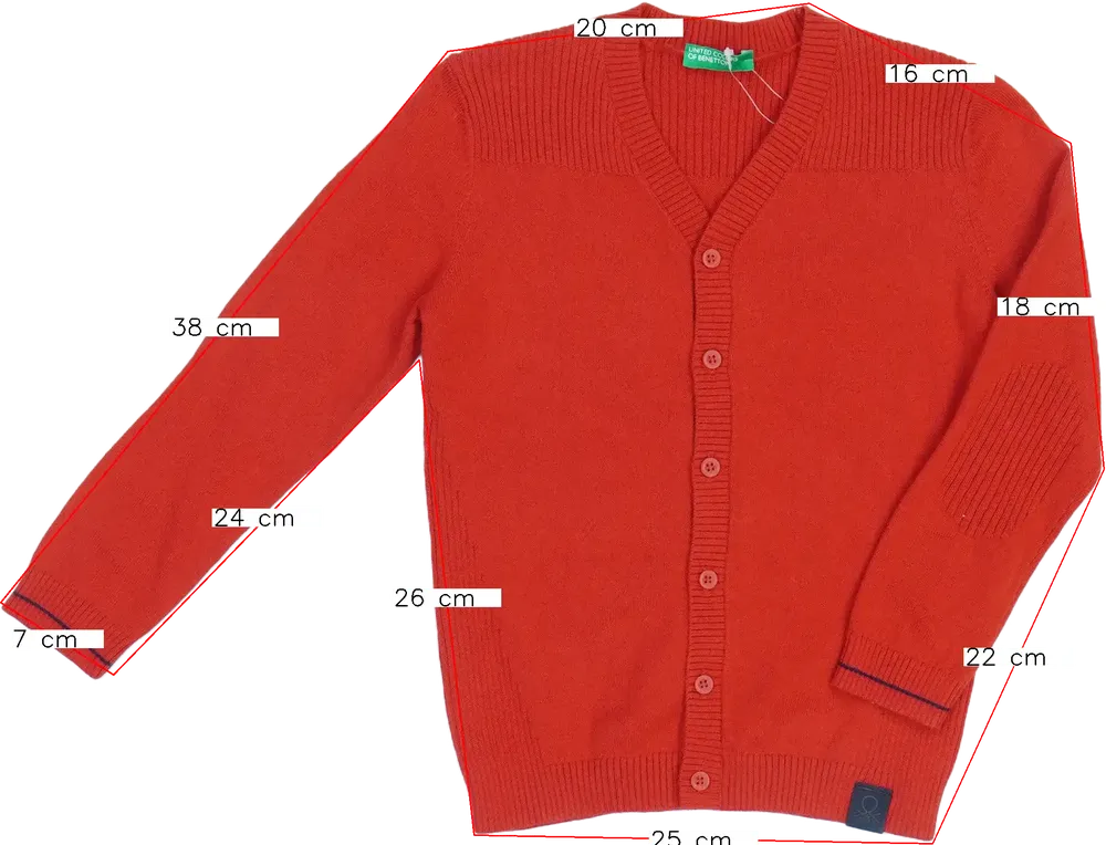 Piros Benetton Kardigán EU 104 / UK 4 év / US 4T/XS