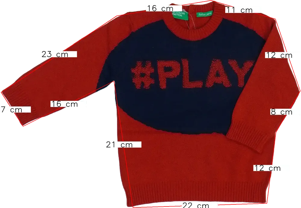 Piros Benetton Kötött pulcsi EU 74 / UK 6-9 hónap / US 6-9 hónap