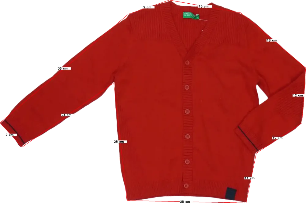 Piros Benetton Kardigán EU 98 / UK 3 év / US 3T