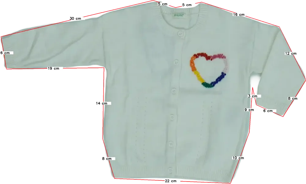 Fehér Benetton Kardigán EU 74 / UK 6-9 hónap / US 6-9 hónap