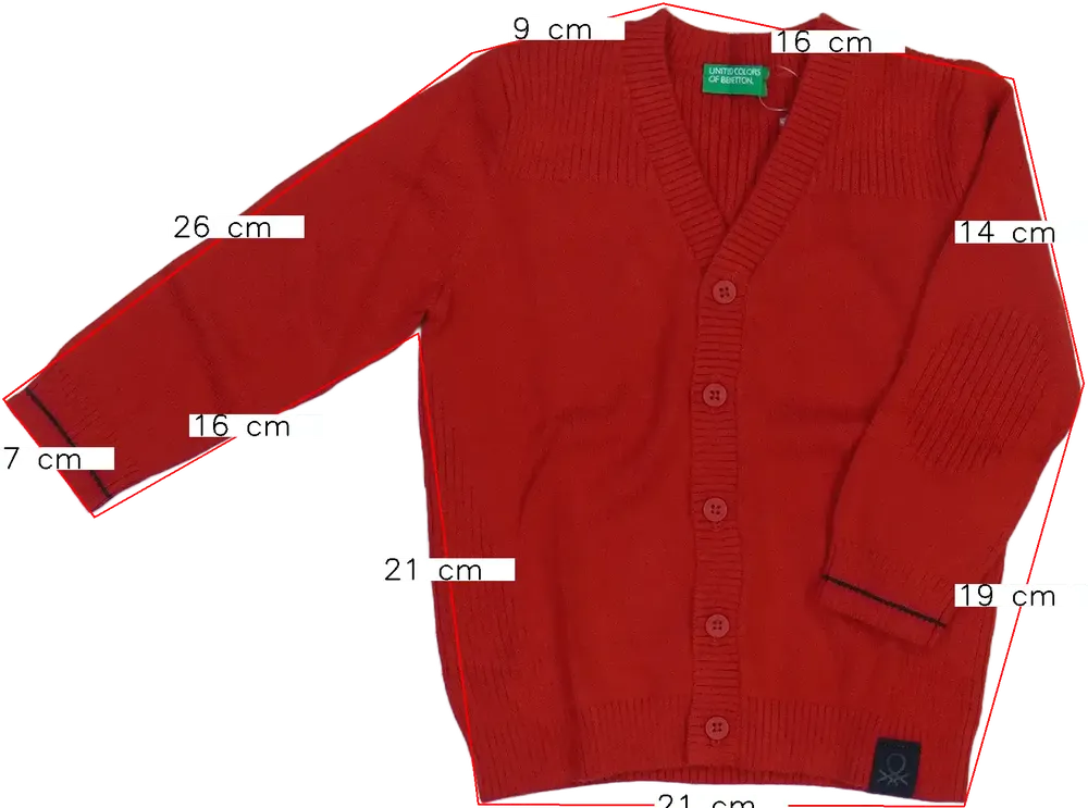 Piros Benetton Kardigán EU 80 / UK 9-12 hónap / US 12 hónap