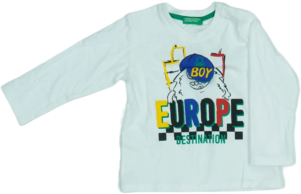 Fehér Benetton Hosszú ujjú felső EU 86 / UK 12-18 hónap / US 18 hónap