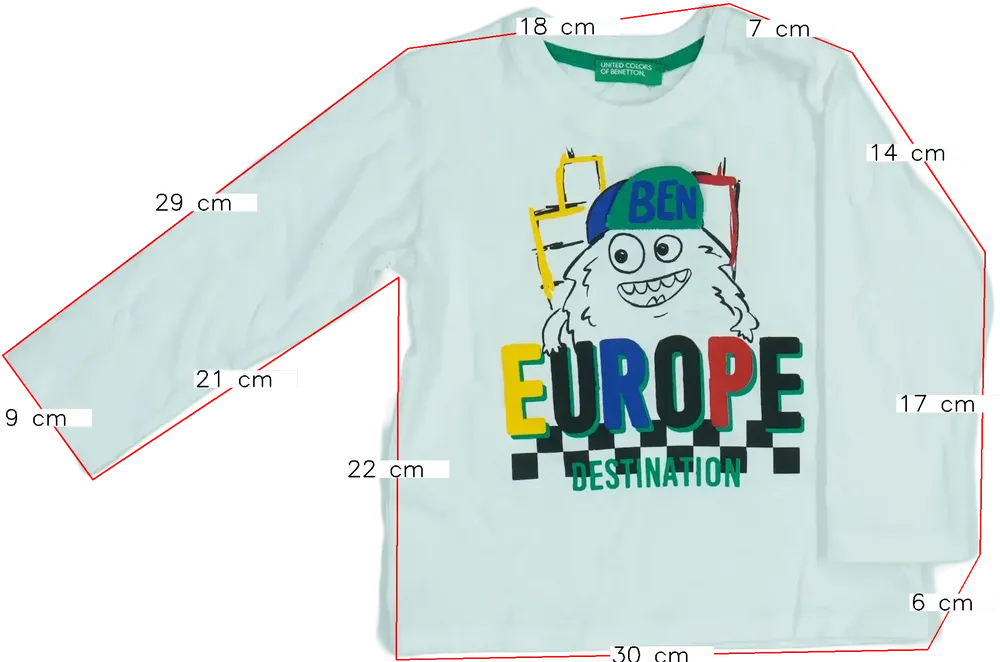 Fehér Benetton Hosszú ujjú felső EU 86 / UK 12-18 hónap / US 18 hónap