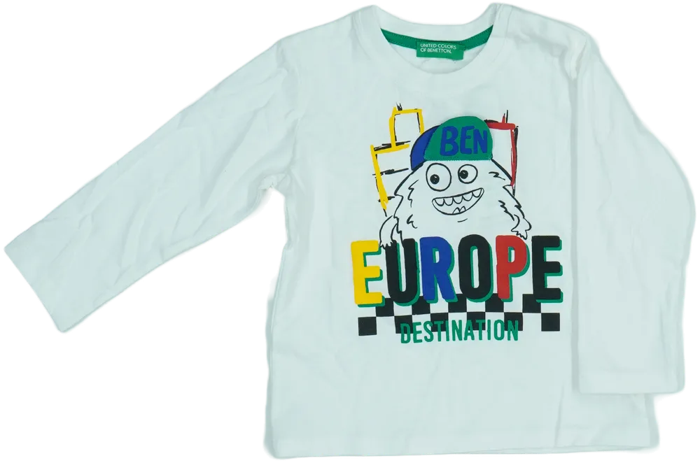 Fehér Benetton Hosszú ujjú felső EU 86 / UK 12-18 hónap / US 18 hónap