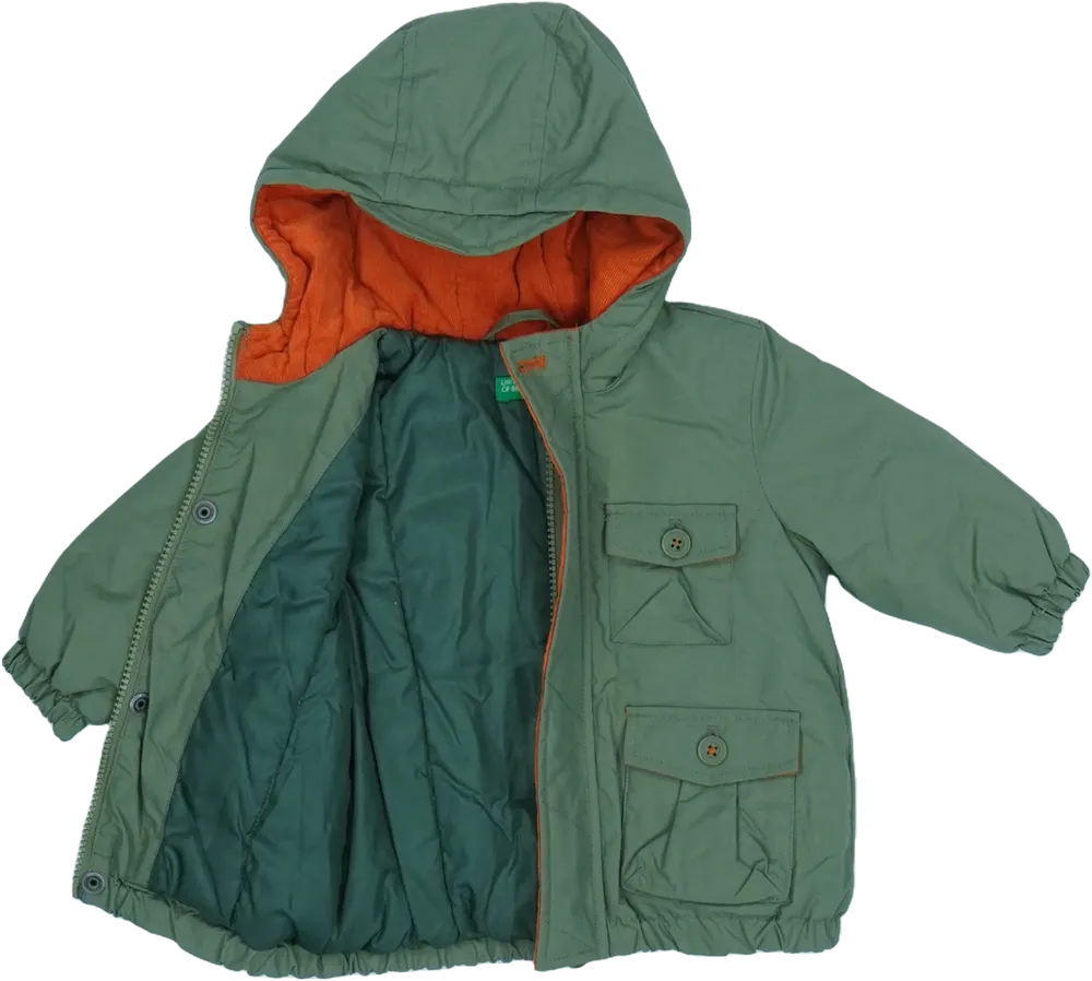 Zöld Benetton Átmeneti kabát EU 74 / UK 6-9 hónap / US 6-9 hónap
