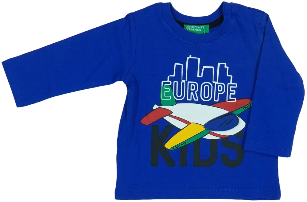 Kék Benetton Hosszú ujjú felső EU 68 / UK 3-6 hónap / US 3-6 hónap