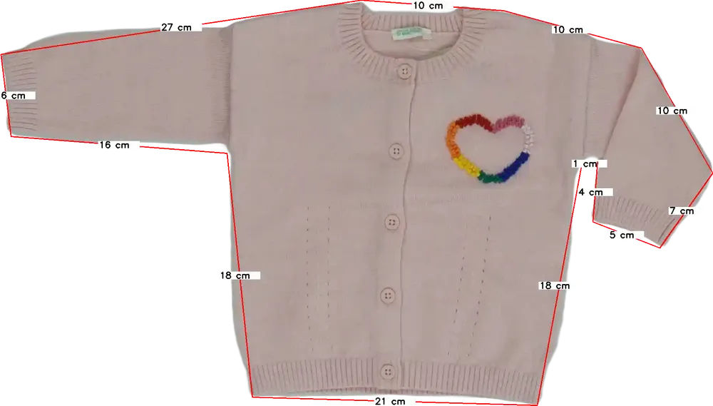 Rózsaszín Benetton Kardigán EU 86 / UK 12-18 hónap / US 18 hónap