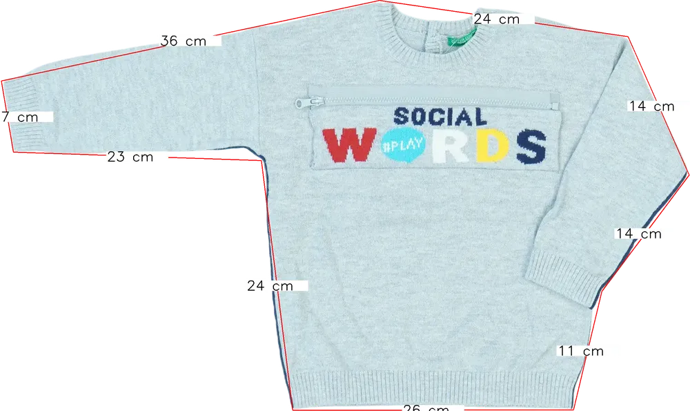 Szürke Benetton Pulóver EU 92 / UK 2 év / US 2T