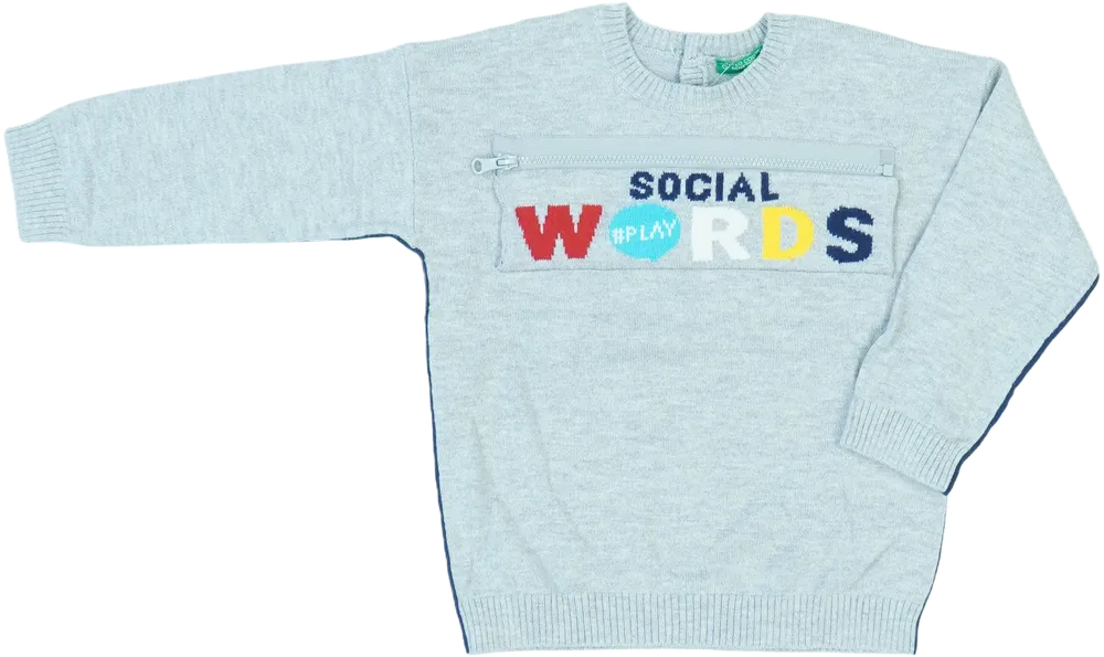 Szürke Benetton Pulóver EU 92 / UK 2 év / US 2T