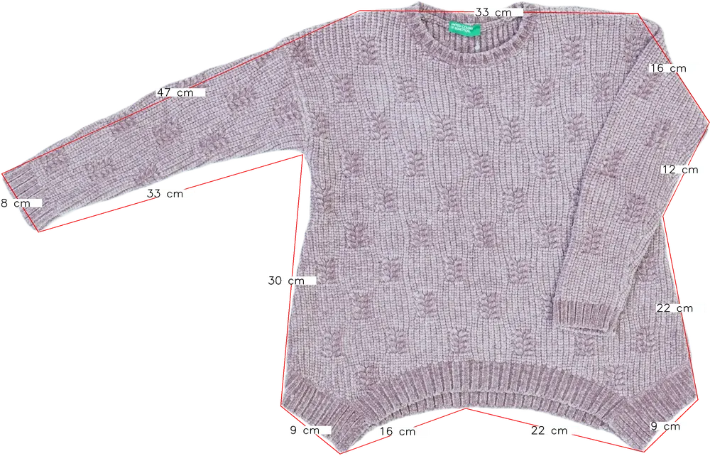 Lila Benetton Kötött pulcsi EU 128 / UK 8 év / US 8 év/M