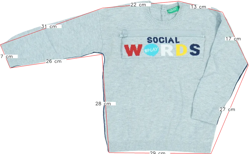 Szürke Benetton Pulóver EU 104 / UK 4 év / US 4T/XS