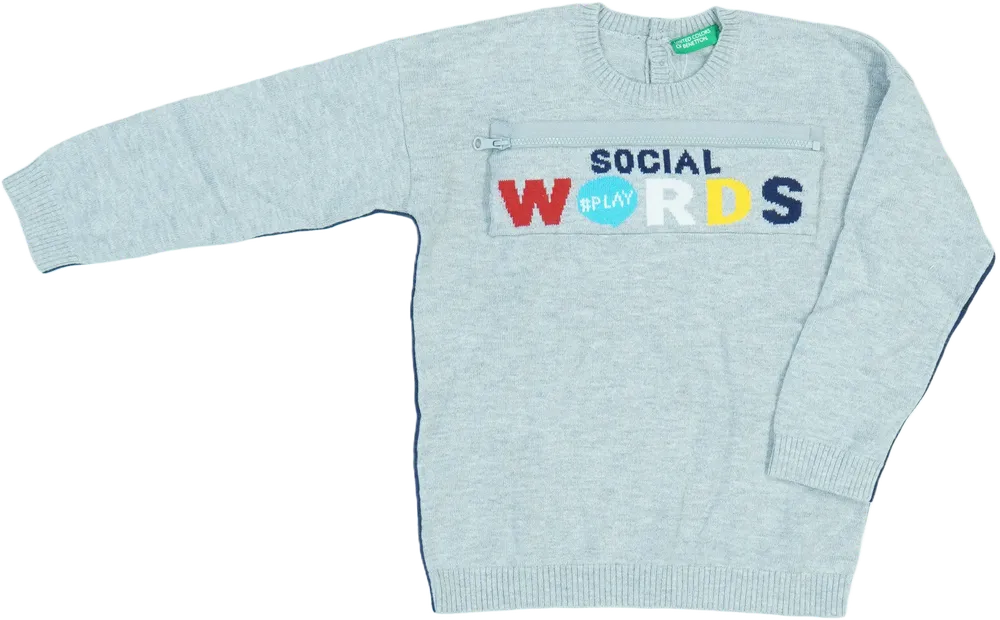 Szürke Benetton Pulóver EU 104 / UK 4 év / US 4T/XS