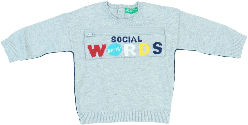 Szürke Benetton Pulóver EU 80 / UK 9-12 hónap / US 12 hónap