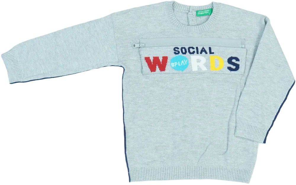 Szürke Benetton Pulóver EU 98 / UK 3 év / US 3T