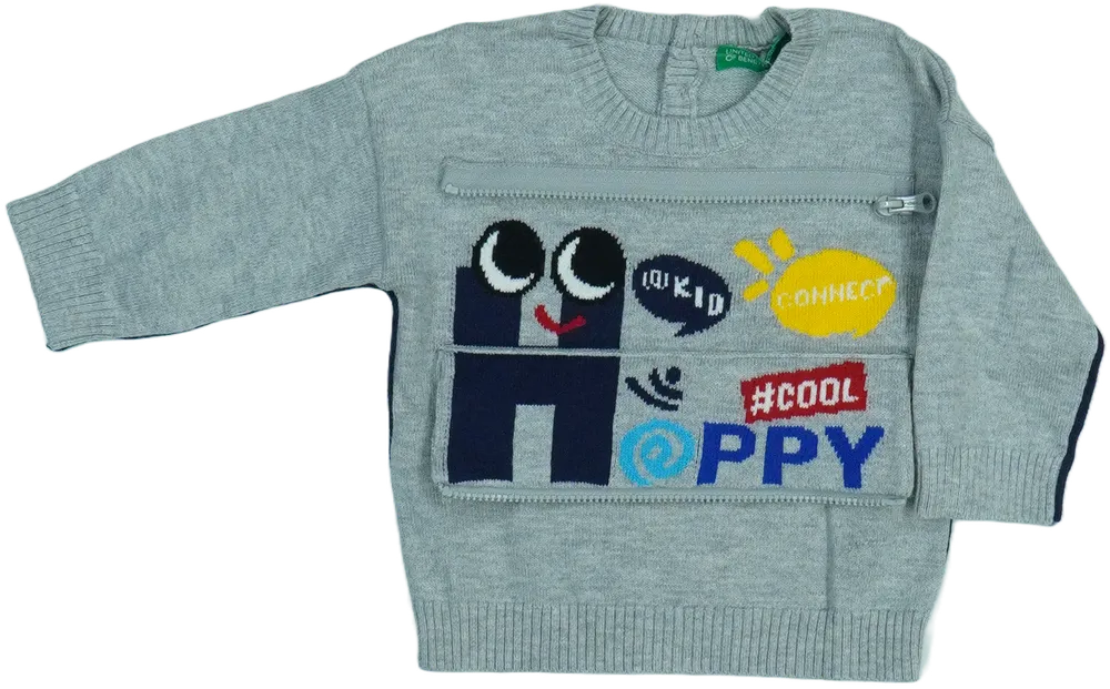 Szürke Benetton Pulóver EU 68 / UK 3-6 hónap / US 3-6 hónap