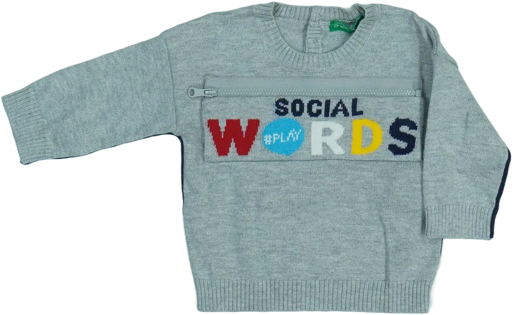 Szürke Benetton Pulóver EU 68 / UK 3-6 hónap / US 3-6 hónap