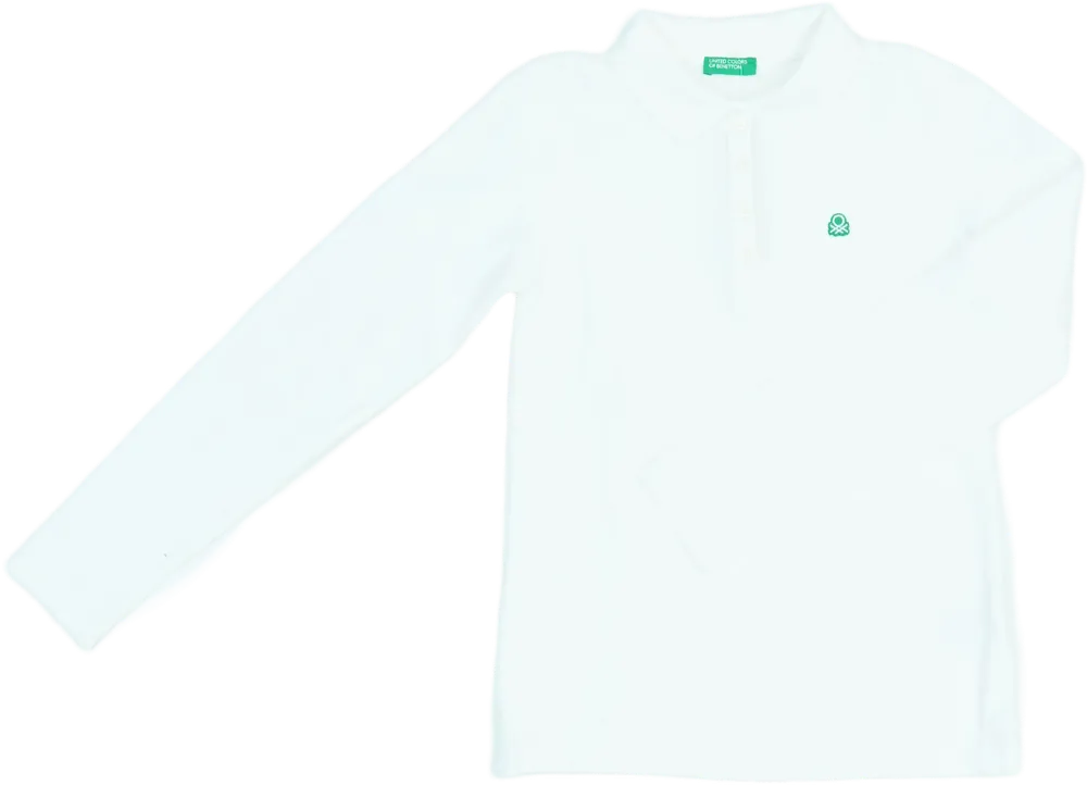 Fehér Benetton Galléros póló EU 140 / UK 10 év / US 10 év/L