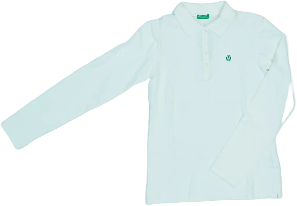 Fehér Benetton Galléros póló EU 158 / UK 13 év / US 14 év/XL