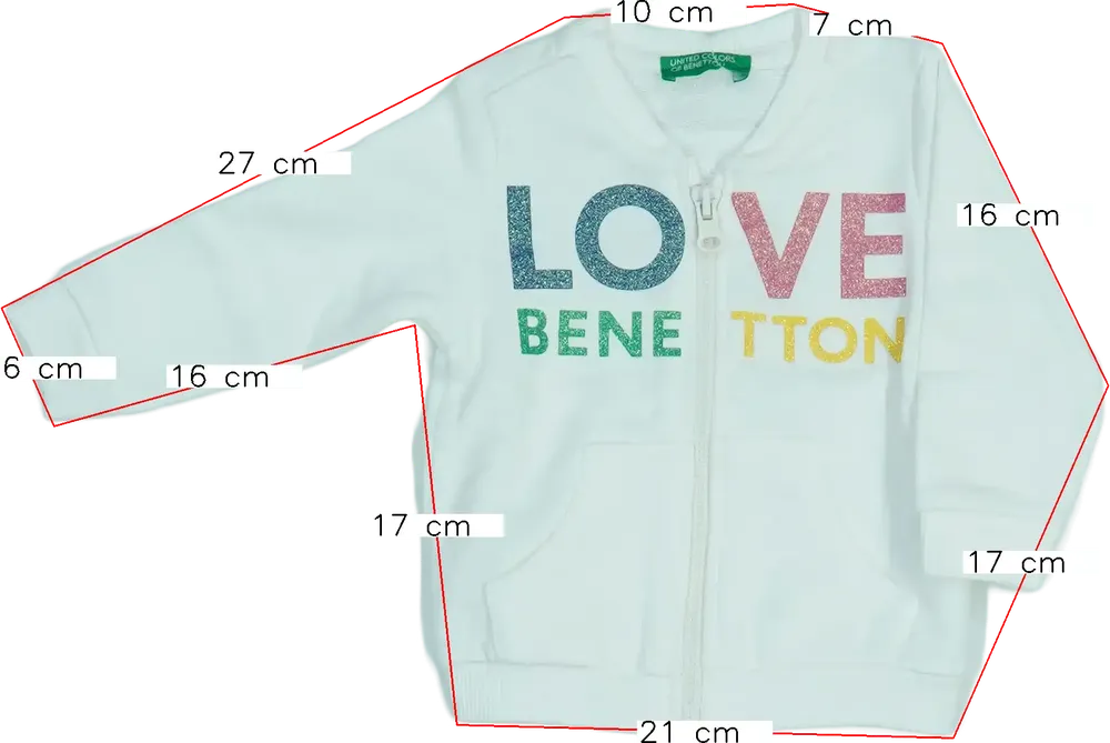 Fehér Benetton Pulóver EU 68 / UK 3-6 hónap / US 3-6 hónap