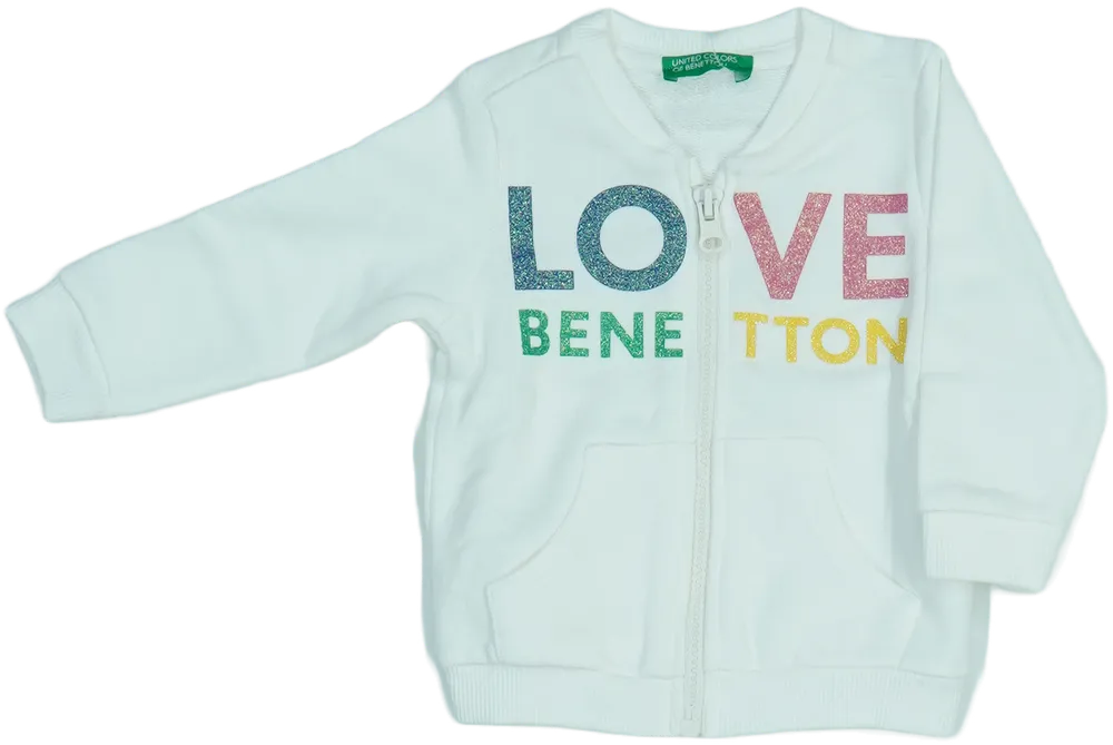 Fehér Benetton Pulóver EU 68 / UK 3-6 hónap / US 3-6 hónap